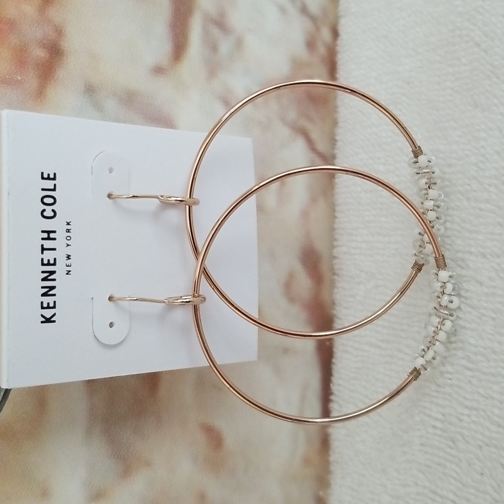 New Kenneth Woven Seed Bead Hoop Earrings